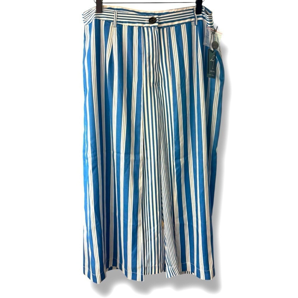 NWT GABBY ISABELLA‎ palazzo pant in blue and white stripe Sz Large